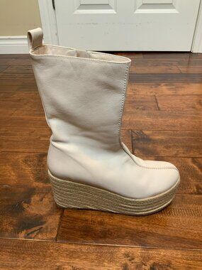 Paloma Barcelo Free People Lennon Platform Espadrille Boots Ivory, Size 38 | 8